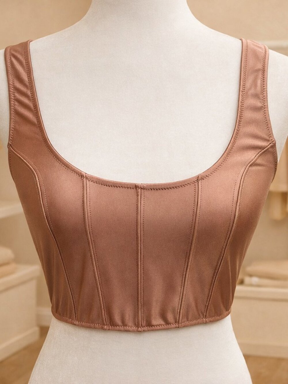 Urban Outfitters NWOT Satin Rose Gold Bustier Crop Top Minimalist Capsule Tank